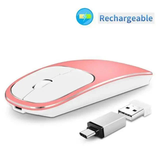 Silent White Slim 2.4G Wireless Rechargeable USB Portable Mouse Ultra Thin 1600DPI Noiseless Ergonomic Mice For Laptop