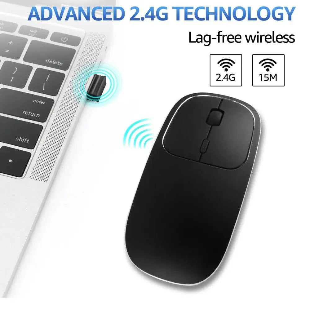 Silent White Slim 2.4G Wireless Rechargeable USB Portable Mouse Ultra Thin 1600DPI Noiseless Ergonomic Mice For Laptop