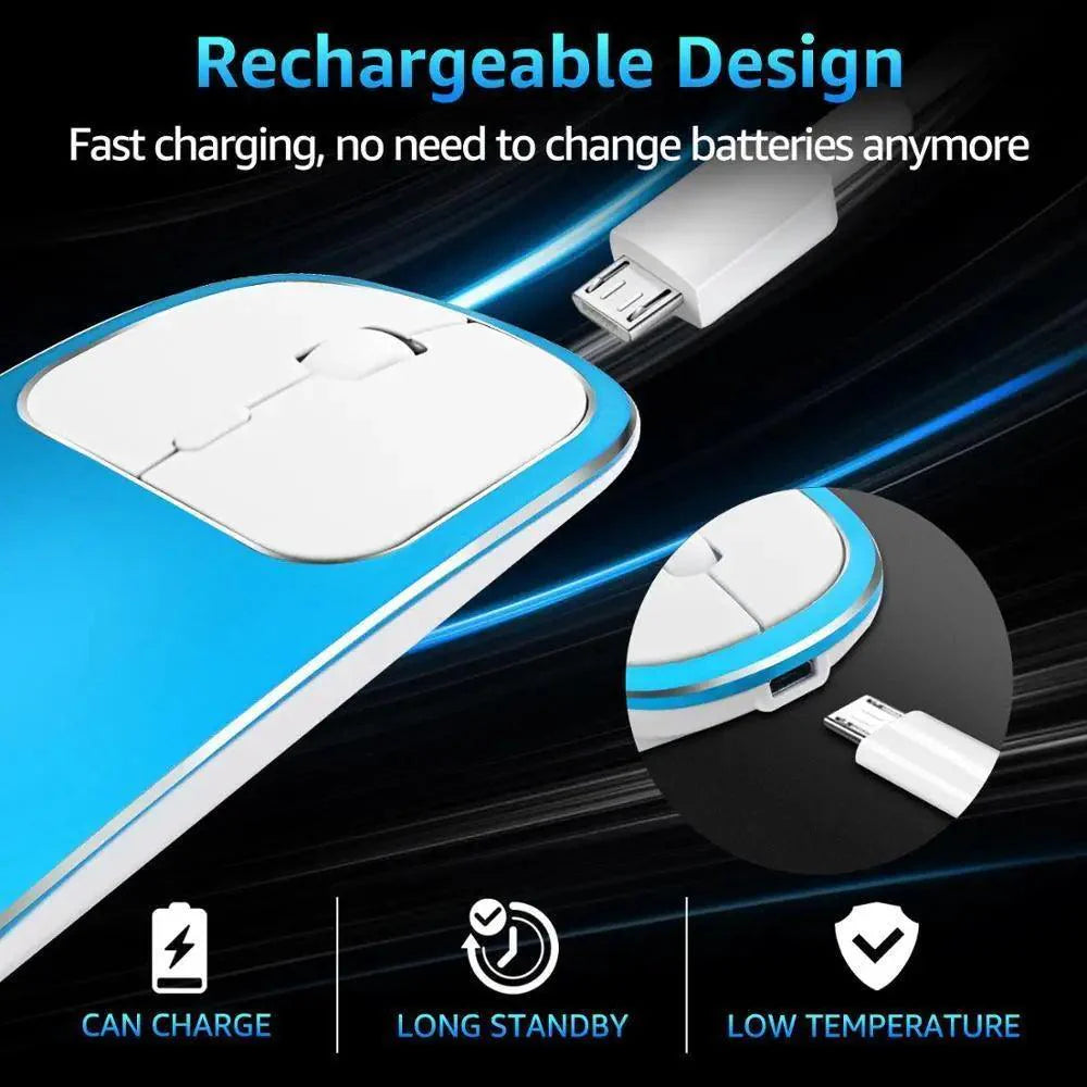 Silent White Slim 2.4G Wireless Rechargeable USB Portable Mouse Ultra Thin 1600DPI Noiseless Ergonomic Mice For Laptop