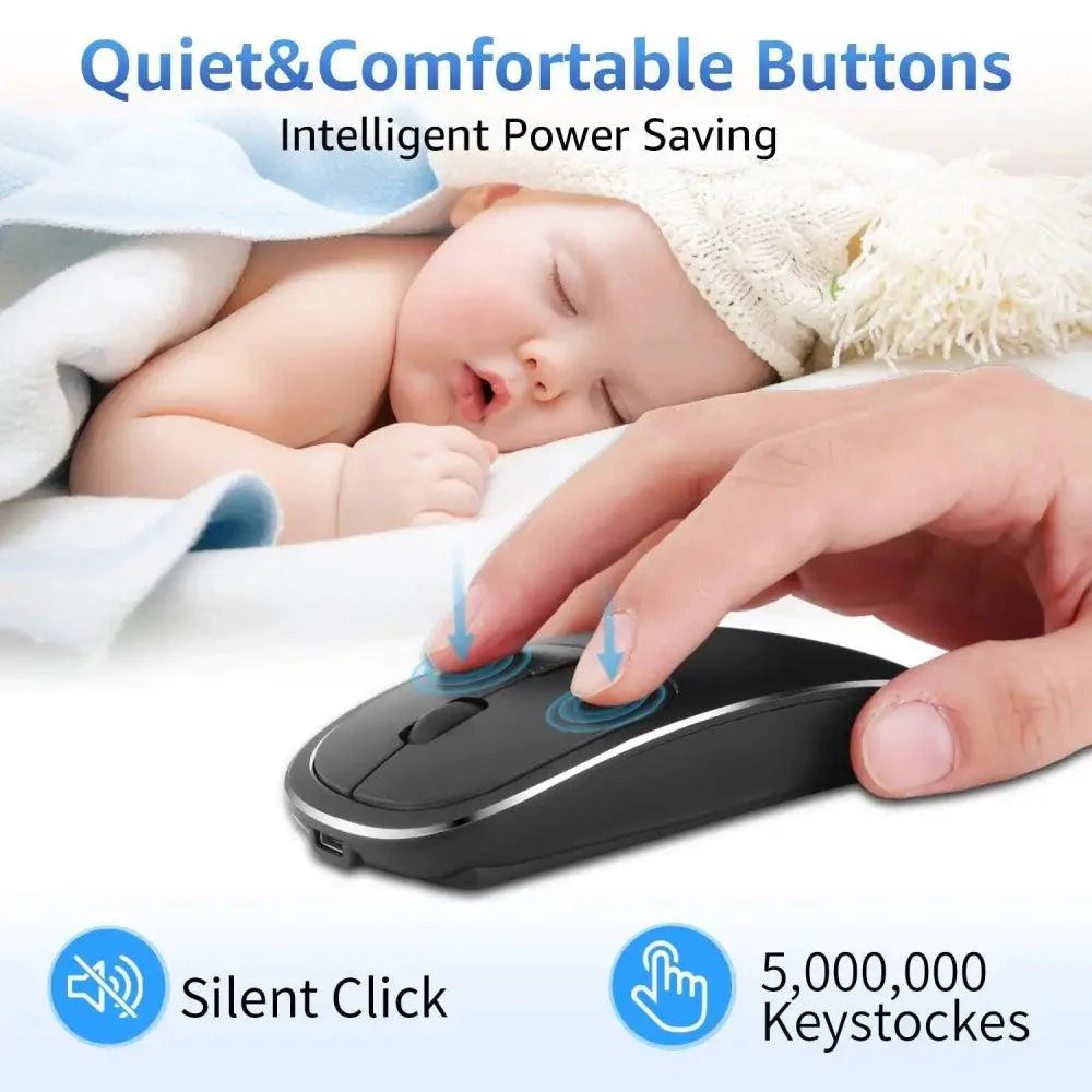 Silent White Slim 2.4G Wireless Rechargeable USB Portable Mouse Ultra Thin 1600DPI Noiseless Ergonomic Mice For Laptop