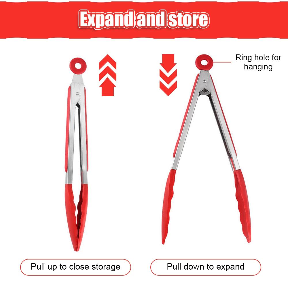 Silicone BBQ Grilling Tong Kitchen Cooking Salad BBQ Serving Tong Non-Stick Barbecue Clip Clamp Stainless Steel Tools Gadgets Silicone BBQ Grilling Tong Kitchen Cooking Salad BBQ Serving Tong Non-Stick Barbecue Clip Clamp Stainless Steel Tools