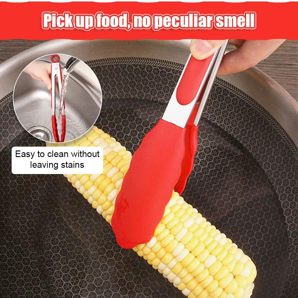 Silicone BBQ Grilling Tong Kitchen Cooking Salad BBQ Serving Tong Non-Stick Barbecue Clip Clamp Stainless Steel Tools Gadgets Silicone BBQ Grilling Tong Kitchen Cooking Salad BBQ Serving Tong Non-Stick Barbecue Clip Clamp Stainless Steel Tools