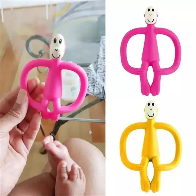Silicone Cartoon Monkey Toddler Molar Teeth Pain Relief Tool Kids Teether Teething Beads Baby Shower Gift