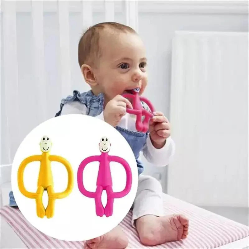 Silicone Cartoon Monkey Toddler Molar Teeth Pain Relief Tool Kids Teether Teething Beads Baby Shower Gift