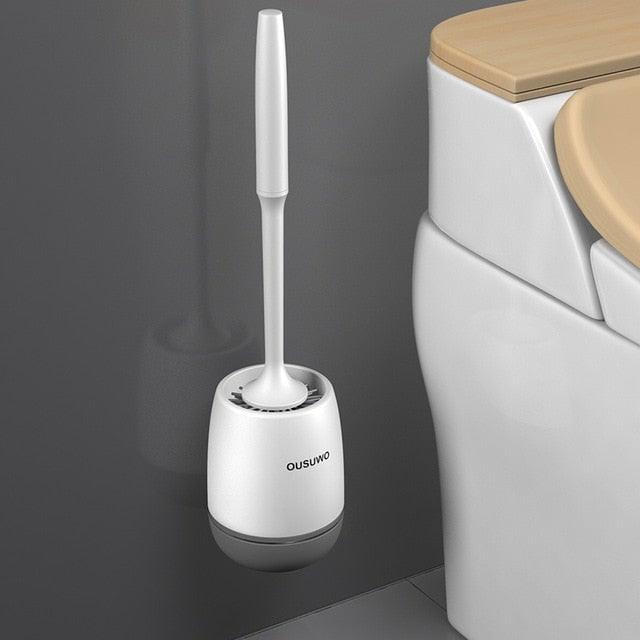 Silicone Head Toilet Brush Quick Draining Clean Tool Wall-Mount Floor-Standing Cleaning Brush Bathroom Accessories Toilet Brush And Holder Toilet Bowl Brush With Stainless Steel Handle Durable Bristles