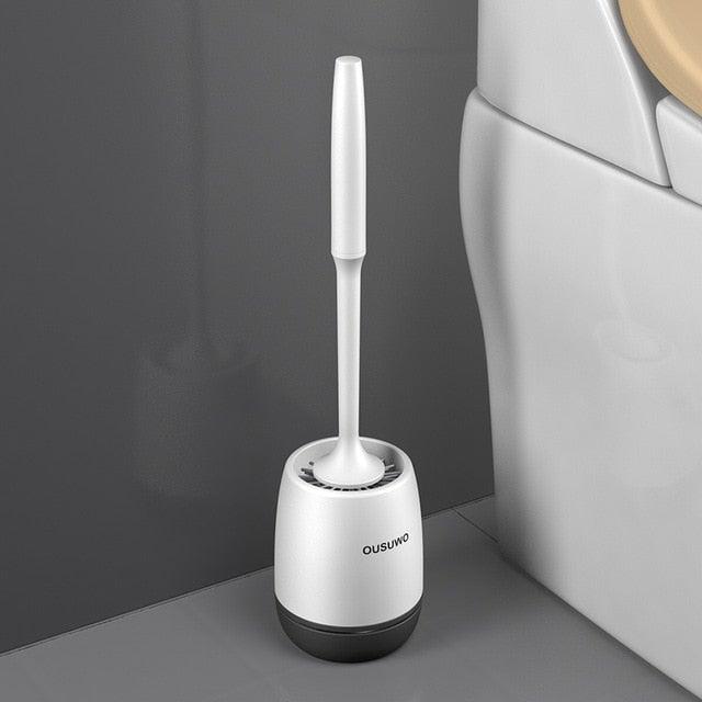 Silicone Head Toilet Brush Quick Draining Clean Tool Wall-Mount Floor-Standing Cleaning Brush Bathroom Accessories Toilet Brush And Holder Toilet Bowl Brush With Stainless Steel Handle Durable Bristles