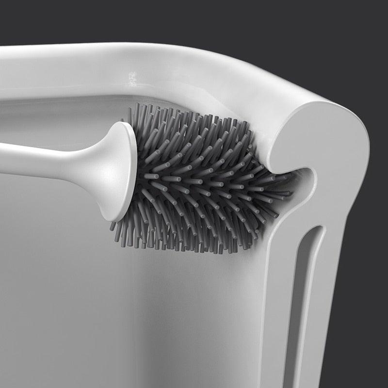 Silicone Head Toilet Brush Quick Draining Clean Tool Wall-Mount Floor-Standing Cleaning Brush Bathroom Accessories Toilet Brush And Holder Toilet Bowl Brush With Stainless Steel Handle Durable Bristles