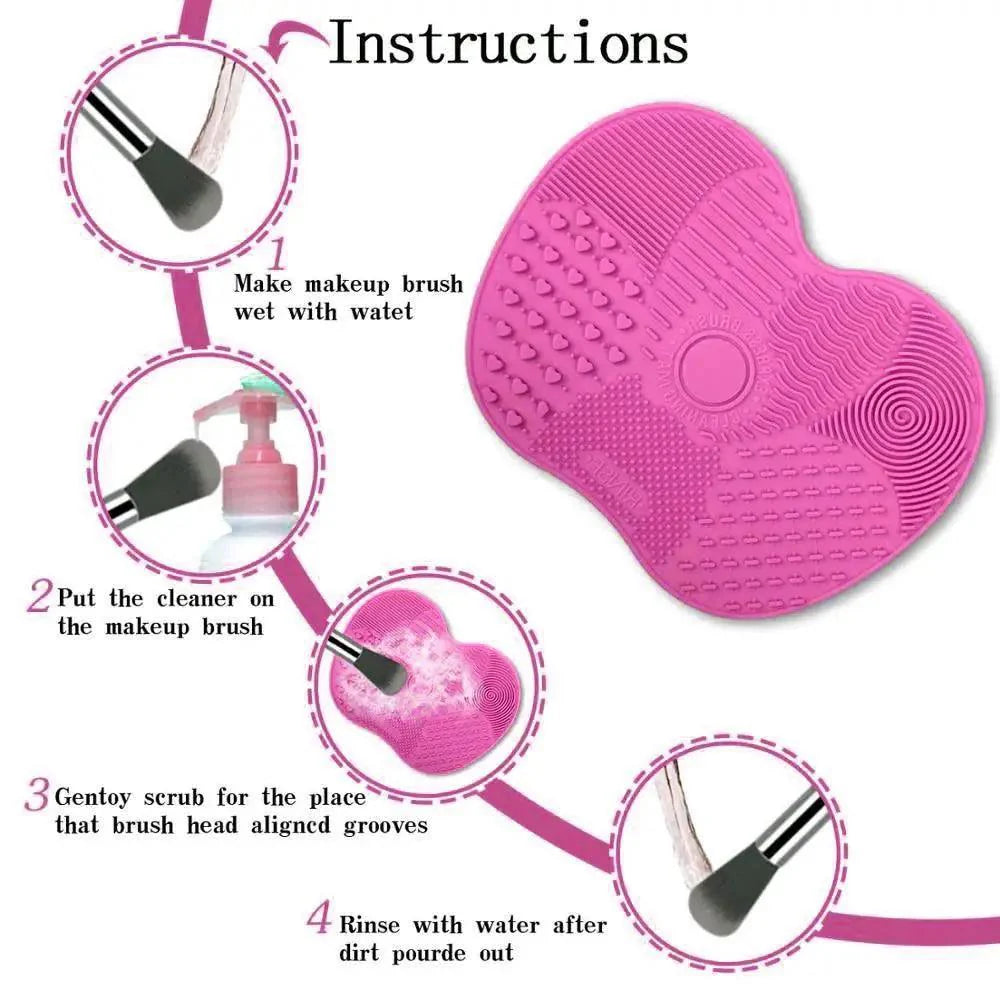 Silicone Makeup Brush Cleaning Pad - Portable Makeup Cleaning Washing Tool Scrubber