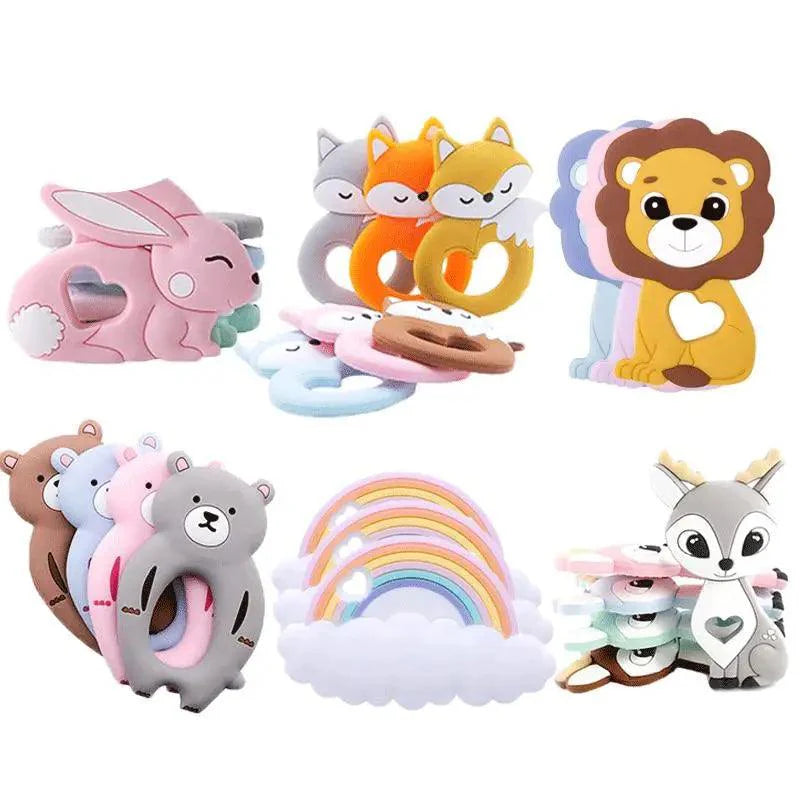 Silicone Teether Rodent Cartoon Animals 1pc Food Grade Silicone Pandents, Teething Toys For Teeth Tiny Rod Baby Teethers Gift