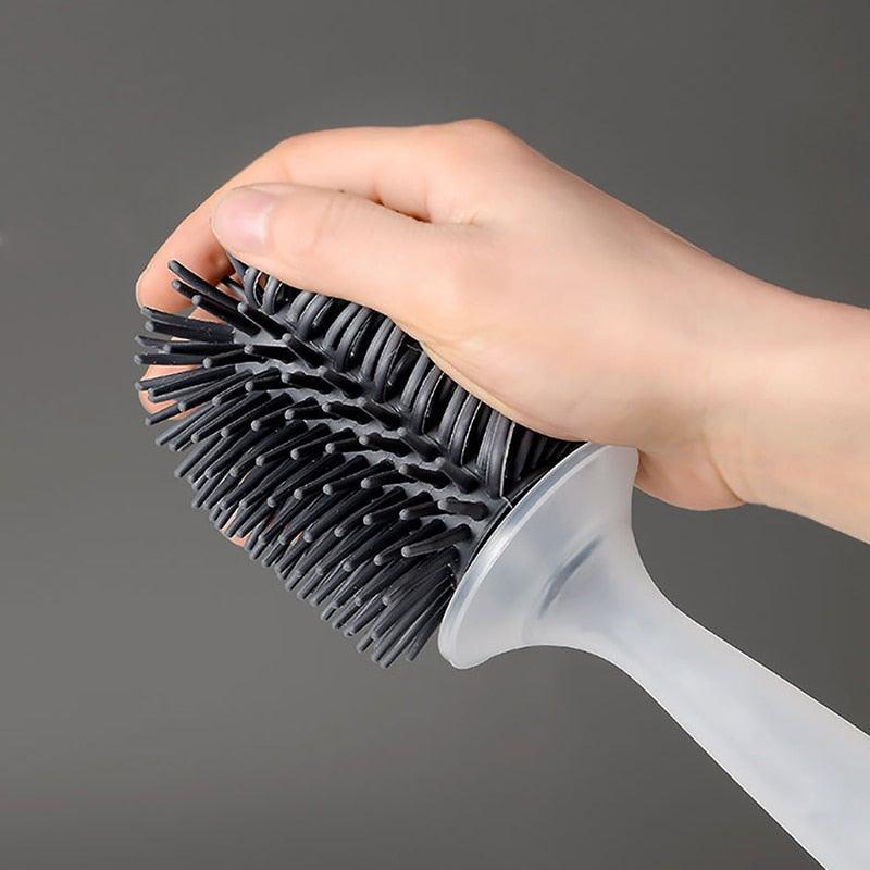 Silicone Toilet Brush Wall-Mounted Cleaning Tools Refill Liquid No Dead Corners Toilet Brush Home Bathroom Accessories Set Toilet Brush And Holder Set Toilet Bowl Brush With Caddy Bathroom Stiff Bristles Toilet Scrub Brush