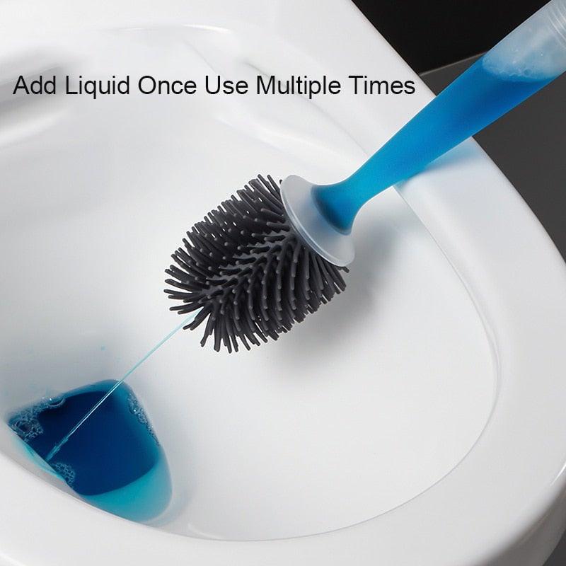 Silicone Toilet Brush Wall-Mounted Cleaning Tools Refill Liquid No Dead Corners Toilet Brush Home Bathroom Accessories Set Toilet Brush And Holder Set Toilet Bowl Brush With Caddy Bathroom Stiff Bristles Toilet Scrub Brush