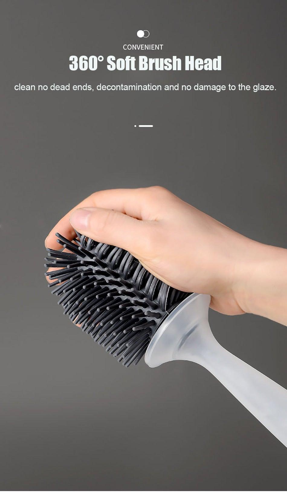 Silicone Toilet Brush Wall-Mounted Cleaning Tools Refill Liquid No Dead Corners Toilet Brush Home Bathroom Accessories Set Toilet Brush And Holder Set Toilet Bowl Brush With Caddy Bathroom Stiff Bristles Toilet Scrub Brush
