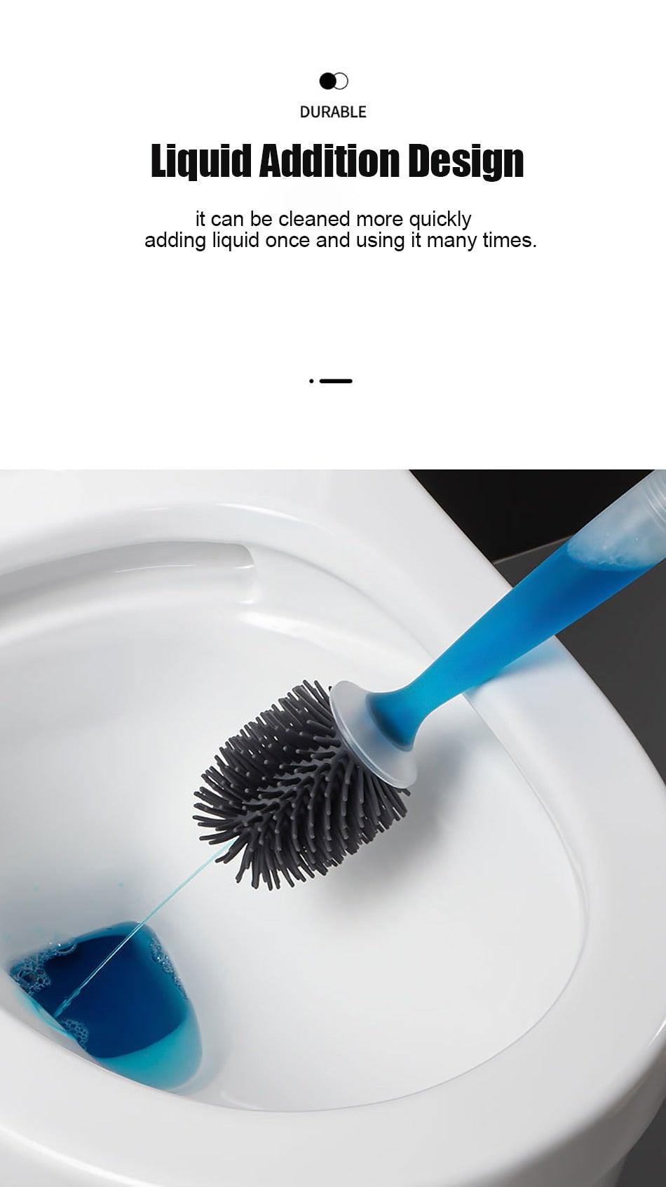 Silicone Toilet Brush Wall-Mounted Cleaning Tools Refill Liquid No Dead Corners Toilet Brush Home Bathroom Accessories Set Toilet Brush And Holder Set Toilet Bowl Brush With Caddy Bathroom Stiff Bristles Toilet Scrub Brush