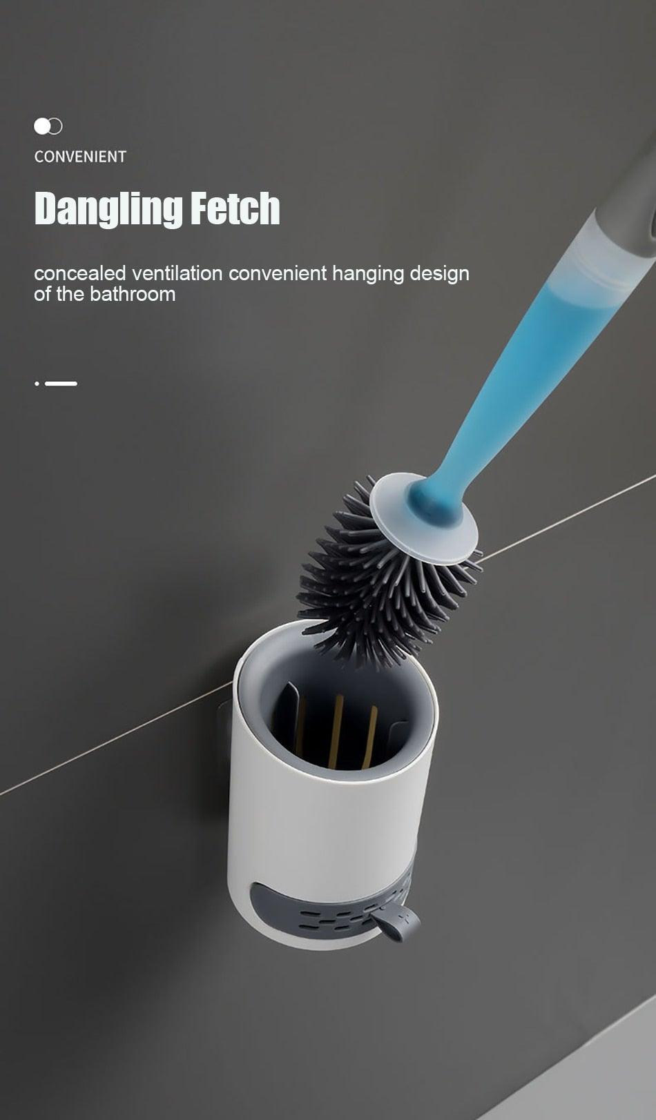 Silicone Toilet Brush Wall-Mounted Cleaning Tools Refill Liquid No Dead Corners Toilet Brush Home Bathroom Accessories Set Toilet Brush And Holder Set Toilet Bowl Brush With Caddy Bathroom Stiff Bristles Toilet Scrub Brush