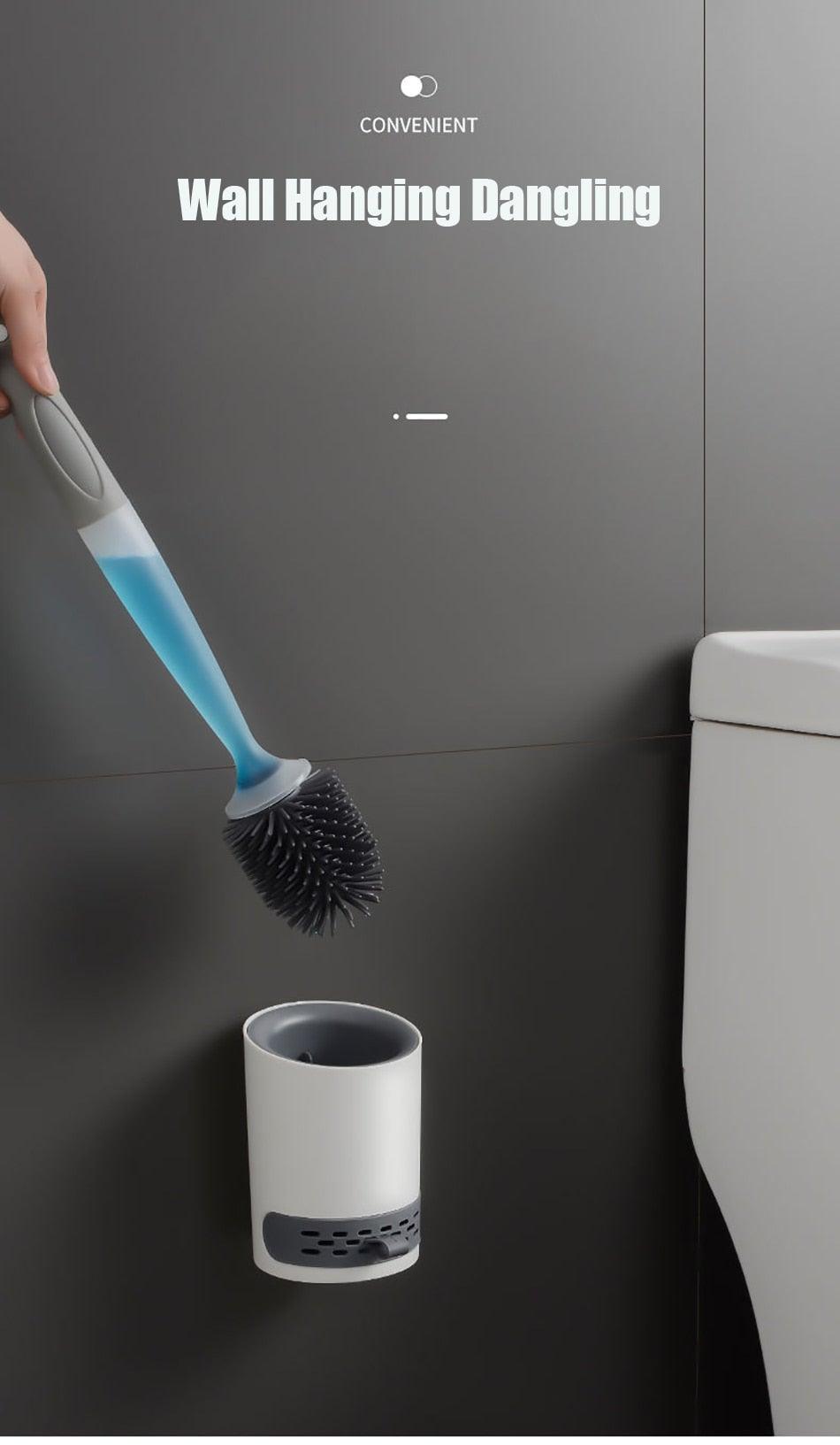 Silicone Toilet Brush Wall-Mounted Cleaning Tools Refill Liquid No Dead Corners Toilet Brush Home Bathroom Accessories Set Toilet Brush And Holder Set Toilet Bowl Brush With Caddy Bathroom Stiff Bristles Toilet Scrub Brush