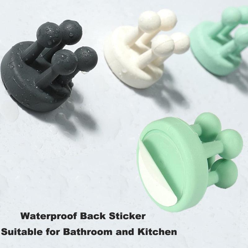 Silicone Toothbrush Holders Hook Wall Door Hooks Towel Key Plug Holder Hangers For Kitchen Bathroom Home Office Organizer Waterproof Self Adhesive Hook for Toothbrush and Small Items