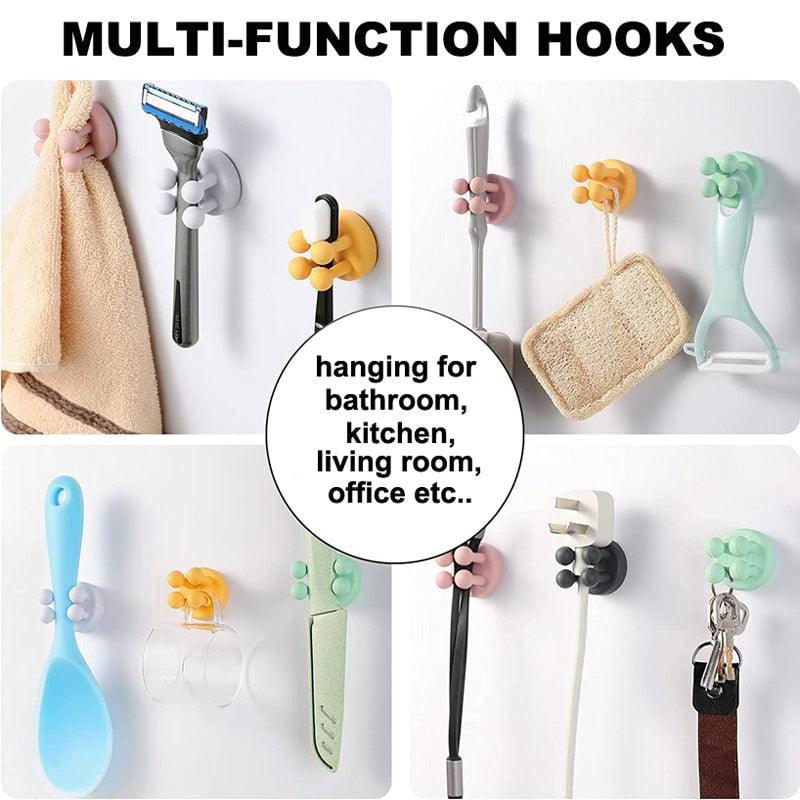 Silicone Toothbrush Holders Hook Wall Door Hooks Towel Key Plug Holder Hangers For Kitchen Bathroom Home Office Organizer Waterproof Self Adhesive Hook for Toothbrush and Small Items
