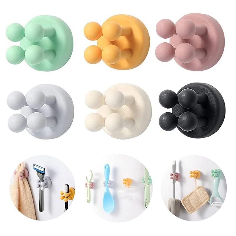 Silicone Toothbrush Holders Hook Wall Door Hooks Towel Key Plug Holder Hangers For Kitchen Bathroom Home Office Organizer Waterproof Self Adhesive Hook for Toothbrush and Small Items