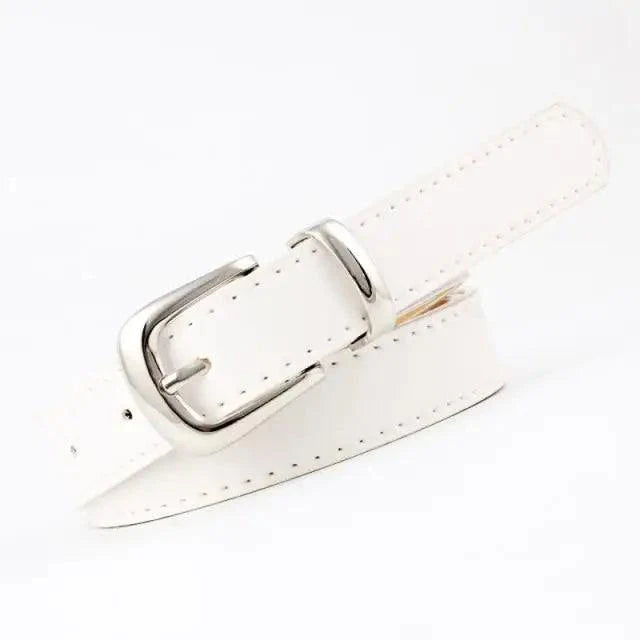 Simple Double Round Buckle PU Leather Waist Strap Vintage Design Double O-Ring Buckle Women Leather Belt For Jeans And Dresses
