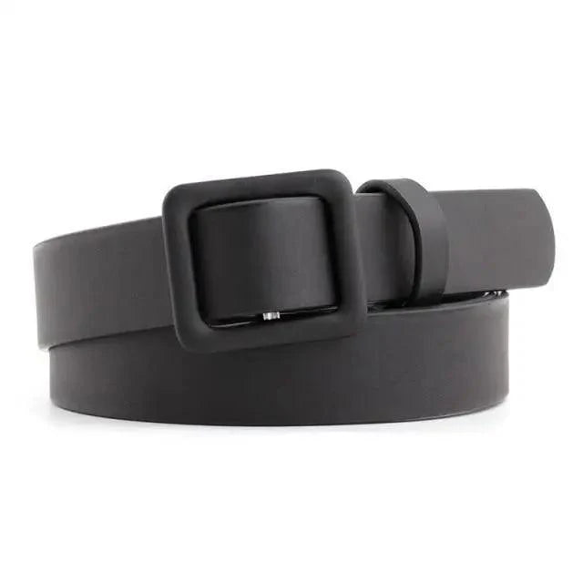 Simple Double Round Buckle PU Leather Waist Strap Vintage Design Double O-Ring Buckle Women Leather Belt For Jeans And Dresses