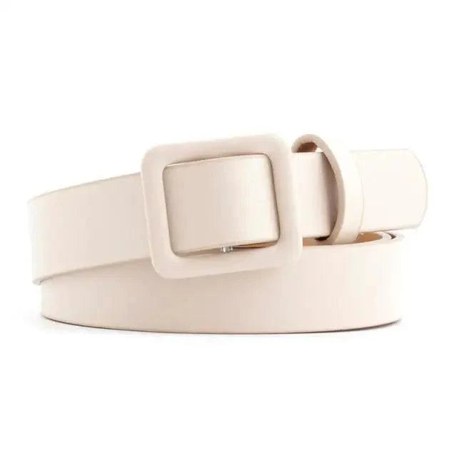 Simple Double Round Buckle PU Leather Waist Strap Vintage Design Double O-Ring Buckle Women Leather Belt For Jeans And Dresses