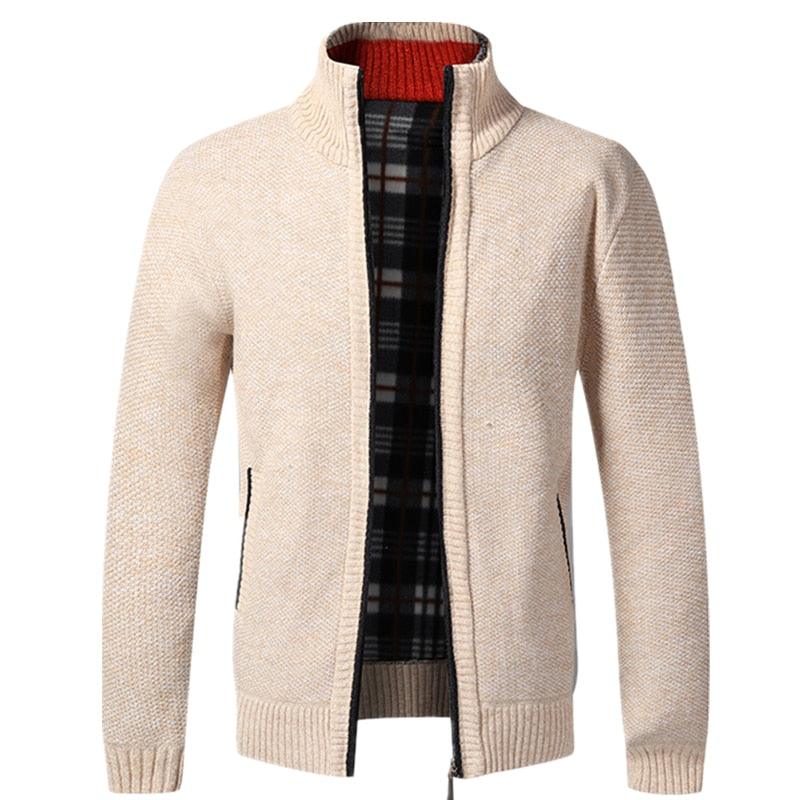 Simple Quality Autumn Winter New Men's Jacket Slim Fit Jacket Slim Fit Thick Sweaters Male Jacket Men Solid Cotton Thick Warm Sweater With Pockets Fashion Warm Cold Weather Classic Jacket