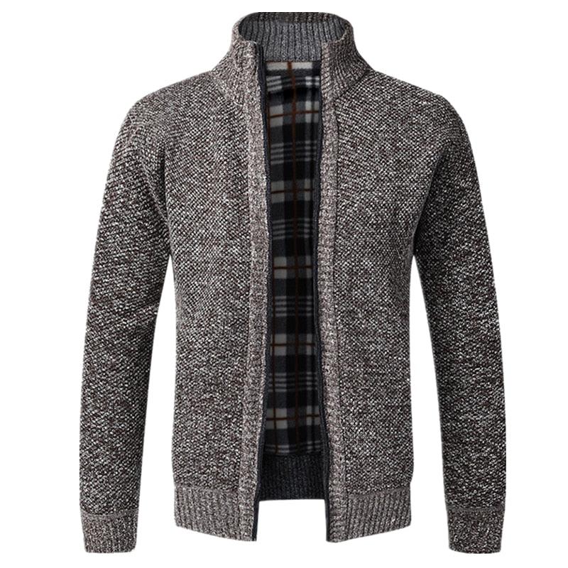 Simple Quality Autumn Winter New Men's Jacket Slim Fit Jacket Slim Fit Thick Sweaters Male Jacket Men Solid Cotton Thick Warm Sweater With Pockets Fashion Warm Cold Weather Classic Jacket