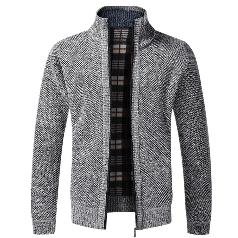 Simple Quality Autumn Winter New Men's Jacket Slim Fit Jacket Slim Fit Thick Sweaters Male Jacket Men Solid Cotton Thick Warm Sweater With Pockets Fashion Warm Cold Weather Classic Jacket