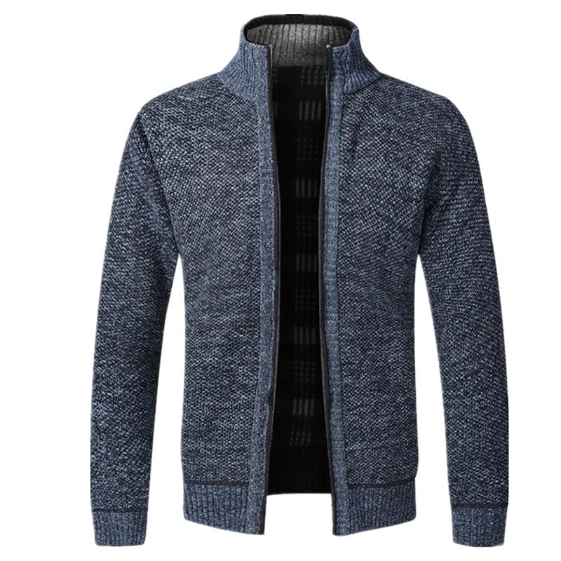 Simple Quality Autumn Winter New Men's Jacket Slim Fit Jacket Slim Fit Thick Sweaters Male Jacket Men Solid Cotton Thick Warm Sweater With Pockets Fashion Warm Cold Weather Classic Jacket
