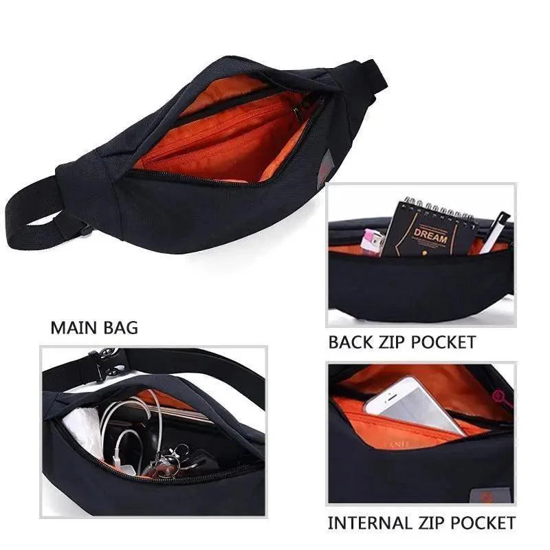 Simple Style Fanny Pack for Running Cycling Workout Men Women Waist Pouch Bag Black Classic Women Belt Bag Pouch For Money Phone Black Bum Hip Bag