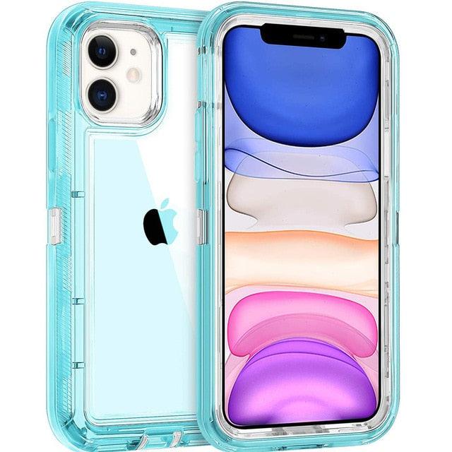 Simple Transparent White iPhone 11 12 13 Pro Max Phone Case MINI XR XS X XSMAX SE 6 7 8 Plus Transparent Shockproof Armor Glossy Case Phone Cover Heavy Duty Protective Dual Layer Shockproof Case with Hard Bumper Soft Back