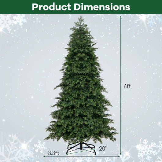 6/7.5 Feet Pre-Lit Artificial Christmas Tree with 11 Modes and Metal Stand-6 ft