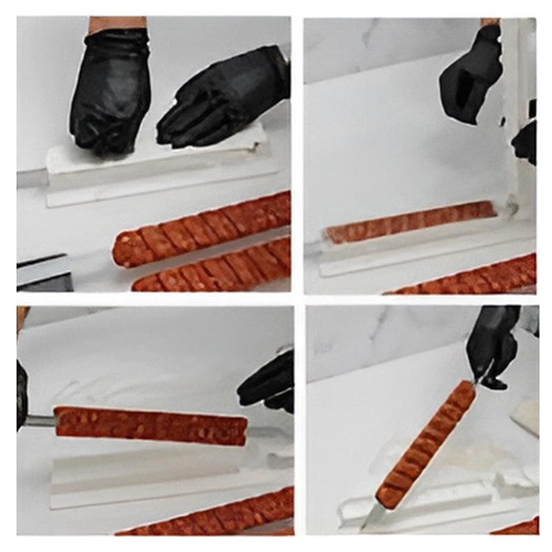 Skewers Kebab Maker Grill Barbecue Stringer Box Machine Beef Meat Vegetables Grill Outdoor BBQ Gadget Useful BBQ Accessories Non-Sticky Barbecue Manual Skewer Press Food Grade Grill Kitchen Accessories