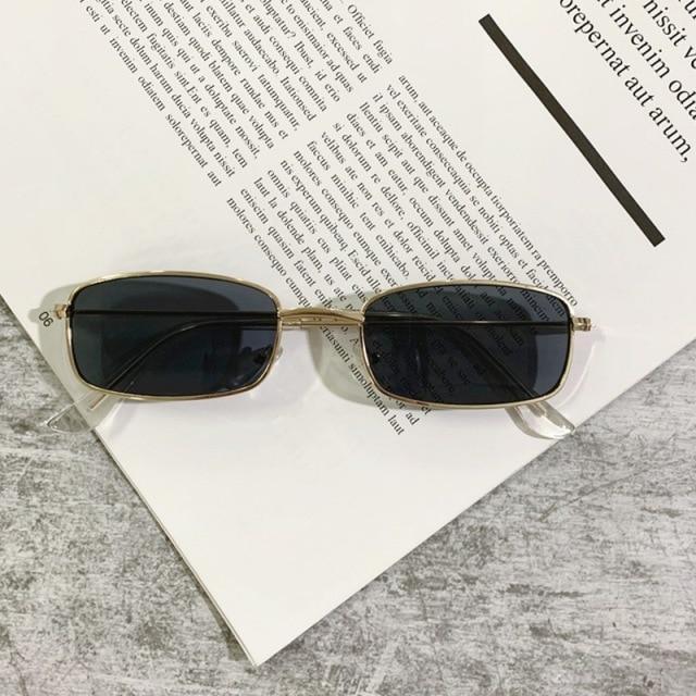 Slender Square Sunglasses Retro Metal Frame Square Sunglasses Small Vintage & Retro Style Sunglasses Shades Of Rectangle Sunglasses For Women Classic Vintage & Metal Square Frame Sun Glasses Eyewear For Men & Women