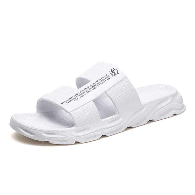 Slippers For Mens Beach Flip Flops White Sandals Flip Flop Sandals With Shock Absorbing Sole Lightweight Non-Slip Sport Cushion Beach Slippers