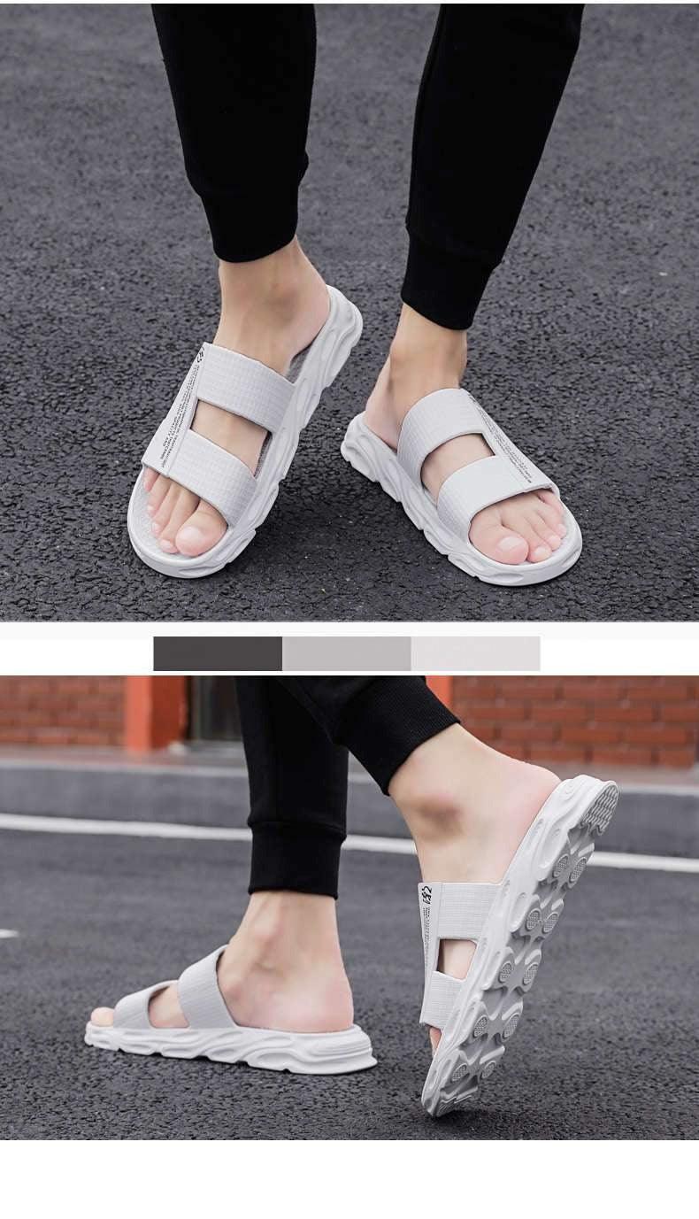 Slippers For Mens Beach Flip Flops White Sandals Flip Flop Sandals With Shock Absorbing Sole Lightweight Non-Slip Sport Cushion Beach Slippers