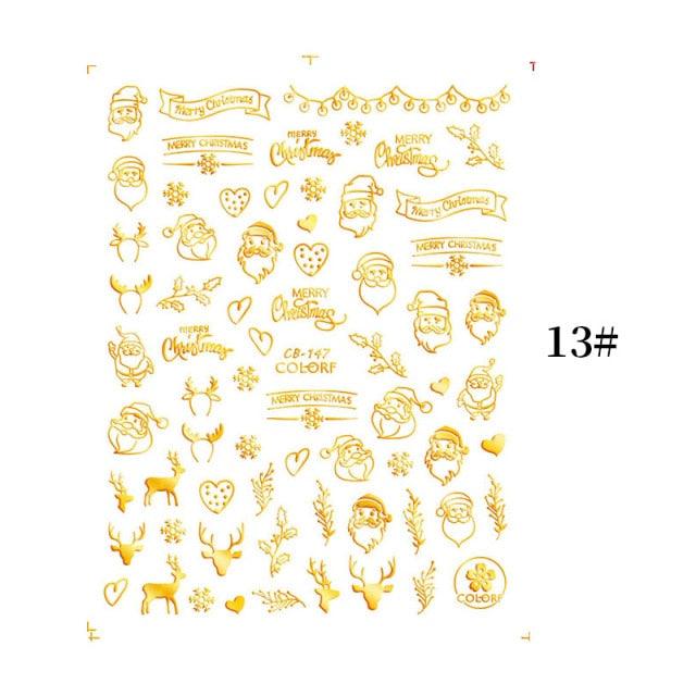 Sliver Bronzing Christmas Slider Nail Art 3D Decals Decoration Snowflake Nail Art Sticker Manicures Transfer Foil Xmas Gift Nails Snowflake Nail Art Stickers Decals Christmas Nail 3D Self Adhesive Nail Stickers for Acrylic Nails Snowflake