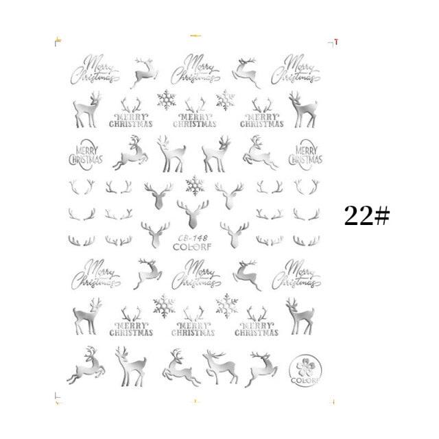 Sliver Bronzing Christmas Slider Nail Art 3D Decals Decoration Snowflake Nail Art Sticker Manicures Transfer Foil Xmas Gift Nails Snowflake Nail Art Stickers Decals Christmas Nail 3D Self Adhesive Nail Stickers for Acrylic Nails Snowflake