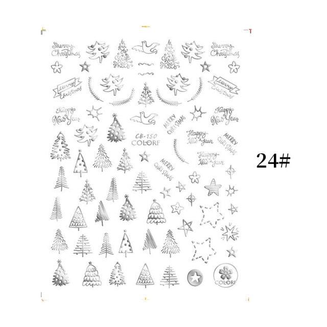 Sliver Bronzing Christmas Slider Nail Art 3D Decals Decoration Snowflake Nail Art Sticker Manicures Transfer Foil Xmas Gift Nails Snowflake Nail Art Stickers Decals Christmas Nail 3D Self Adhesive Nail Stickers for Acrylic Nails Snowflake