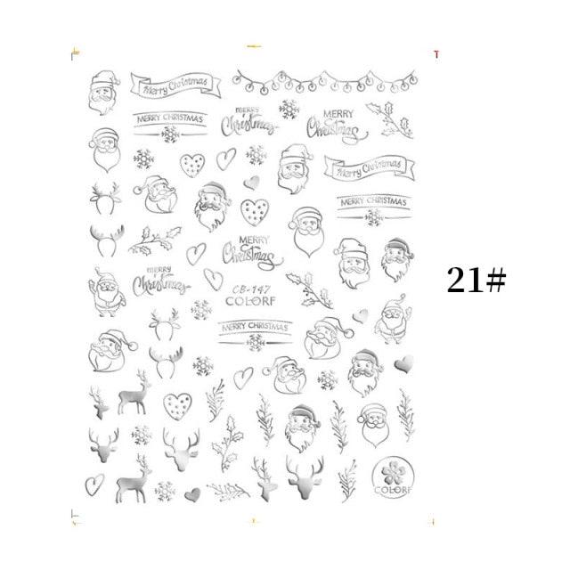 Sliver Bronzing Christmas Slider Nail Art 3D Decals Decoration Snowflake Nail Art Sticker Manicures Transfer Foil Xmas Gift Nails Snowflake Nail Art Stickers Decals Christmas Nail 3D Self Adhesive Nail Stickers for Acrylic Nails Snowflake