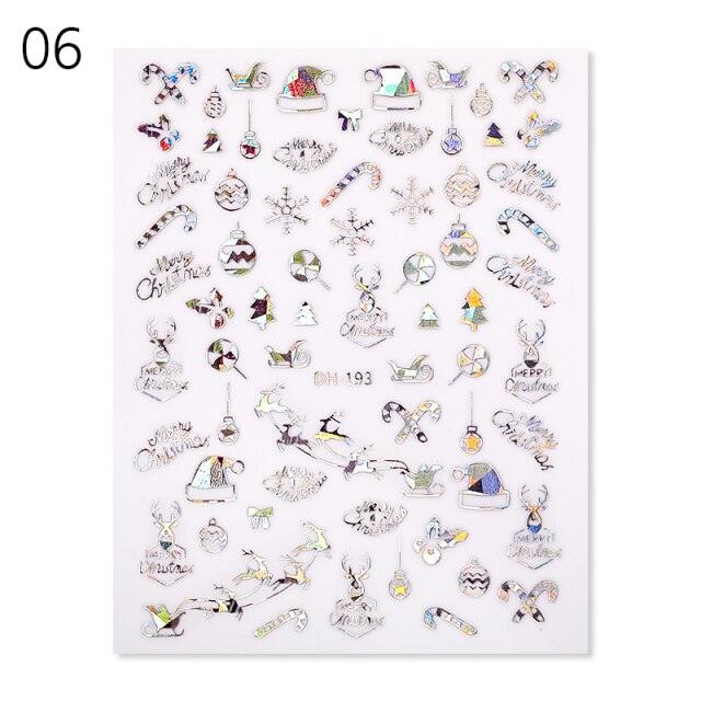 Sliver Bronzing Christmas Slider Nail Art 3D Decals Decoration Snowflake Nail Art Sticker Manicures Transfer Foil Xmas Gift Nails Snowflake Nail Art Stickers Decals Christmas Nail 3D Self Adhesive Nail Stickers for Acrylic Nails Snowflake