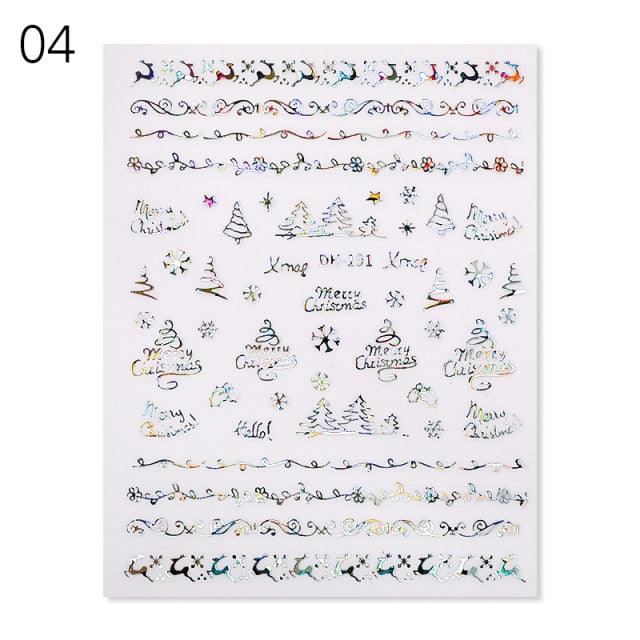 Sliver Bronzing Christmas Slider Nail Art 3D Decals Decoration Snowflake Nail Art Sticker Manicures Transfer Foil Xmas Gift Nails Snowflake Nail Art Stickers Decals Christmas Nail 3D Self Adhesive Nail Stickers for Acrylic Nails Snowflake
