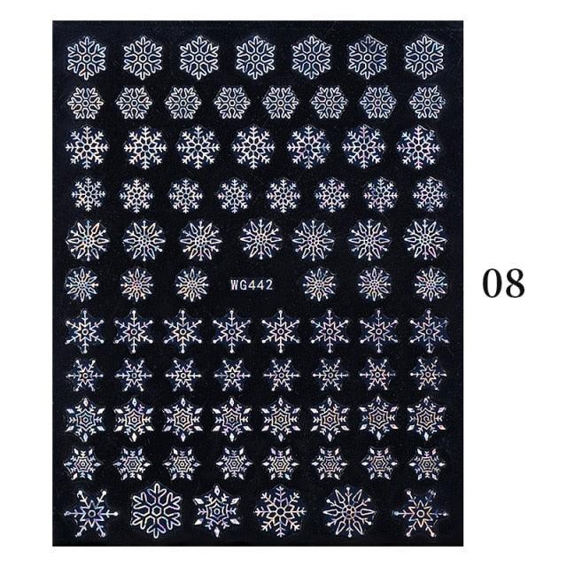 Sliver Bronzing Christmas Slider Nail Art 3D Decals Decoration Snowflake Nail Art Sticker Manicures Transfer Foil Xmas Gift Nails Snowflake Nail Art Stickers Decals Christmas Nail 3D Self Adhesive Nail Stickers for Acrylic Nails Snowflake