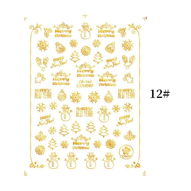 Sliver Bronzing Christmas Slider Nail Art 3D Decals Decoration Snowflake Nail Art Sticker Manicures Transfer Foil Xmas Gift Nails Snowflake Nail Art Stickers Decals Christmas Nail 3D Self Adhesive Nail Stickers for Acrylic Nails Snowflake