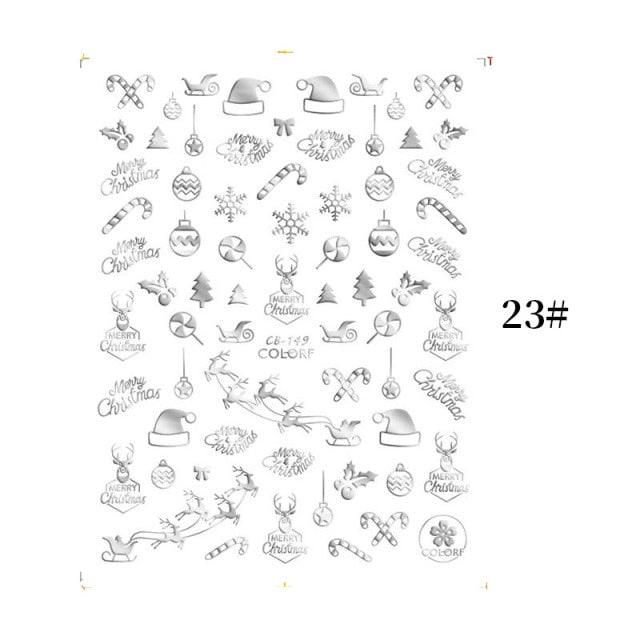 Sliver Bronzing Christmas Slider Nail Art 3D Decals Decoration Snowflake Nail Art Sticker Manicures Transfer Foil Xmas Gift Nails Snowflake Nail Art Stickers Decals Christmas Nail 3D Self Adhesive Nail Stickers for Acrylic Nails Snowflake