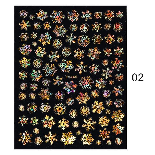 Sliver Bronzing Christmas Slider Nail Art 3D Decals Decoration Snowflake Nail Art Sticker Manicures Transfer Foil Xmas Gift Nails Snowflake Nail Art Stickers Decals Christmas Nail 3D Self Adhesive Nail Stickers for Acrylic Nails Snowflake