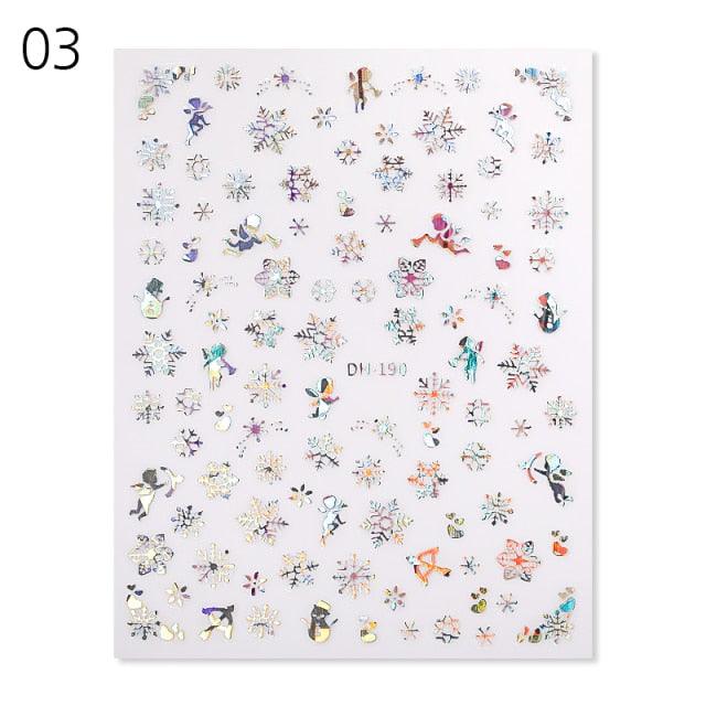 Sliver Bronzing Christmas Slider Nail Art 3D Decals Decoration Snowflake Nail Art Sticker Manicures Transfer Foil Xmas Gift Nails Snowflake Nail Art Stickers Decals Christmas Nail 3D Self Adhesive Nail Stickers for Acrylic Nails Snowflake