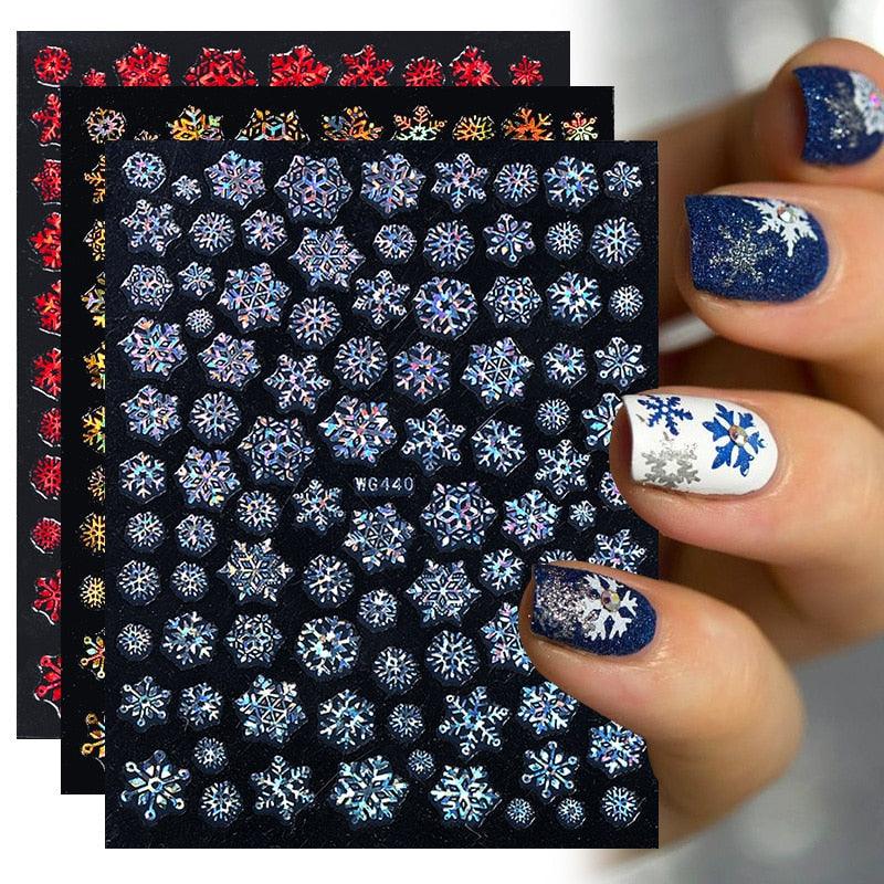 Sliver Bronzing Christmas Slider Nail Art 3D Decals Decoration Snowflake Nail Art Sticker Manicures Transfer Foil Xmas Gift Nails Snowflake Nail Art Stickers Decals Christmas Nail 3D Self Adhesive Nail Stickers for Acrylic Nails Snowflake