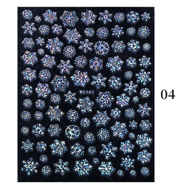 Sliver Bronzing Christmas Slider Nail Art 3D Decals Decoration Snowflake Nail Art Sticker Manicures Transfer Foil Xmas Gift Nails Snowflake Nail Art Stickers Decals Christmas Nail 3D Self Adhesive Nail Stickers for Acrylic Nails Snowflake
