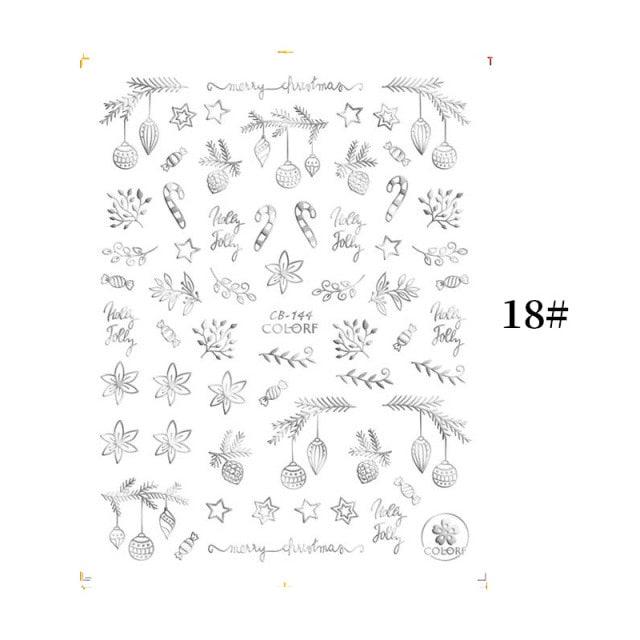 Sliver Bronzing Christmas Slider Nail Art 3D Decals Decoration Snowflake Nail Art Sticker Manicures Transfer Foil Xmas Gift Nails Snowflake Nail Art Stickers Decals Christmas Nail 3D Self Adhesive Nail Stickers for Acrylic Nails Snowflake